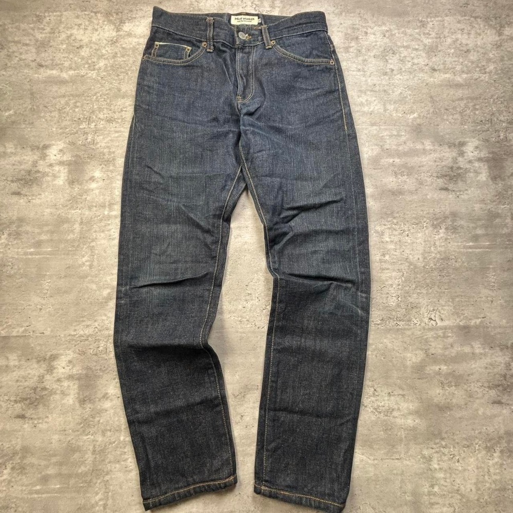 Piece Worker Raw Selvedge Denim Jeans 29x28 Navy Blue Vintage J017